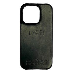 DALLAS DESIGNER HANDBAGS  Leather iPhone 15 Pro MagSafe Phone Case Black